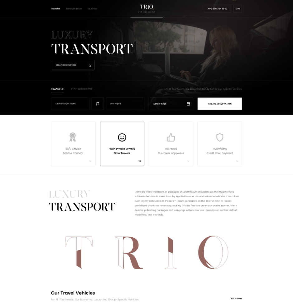 Trio Lüks Vip Transfer UI/UX Tasarımı + Yazılım